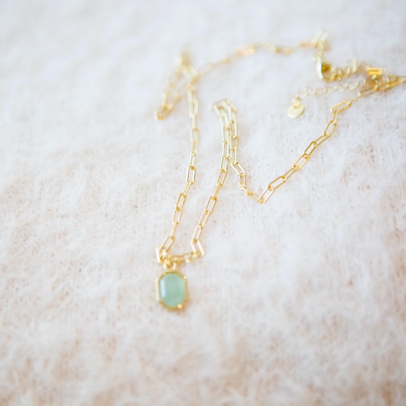 Green Aventurine Gemstone Pendant Necklace, Daint… - image 4