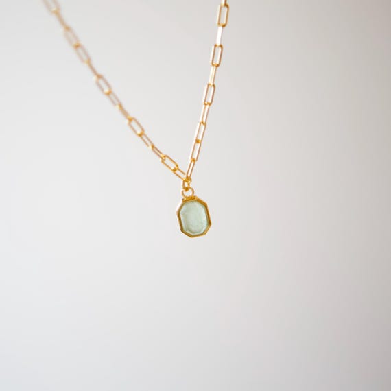 Green Aventurine Gemstone Pendant Necklace, Daint… - image 8