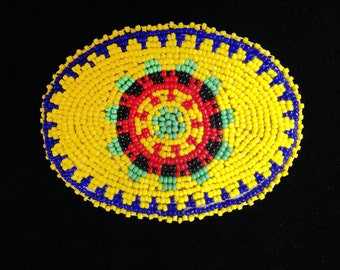 Vintage Native American beaded belt buckle