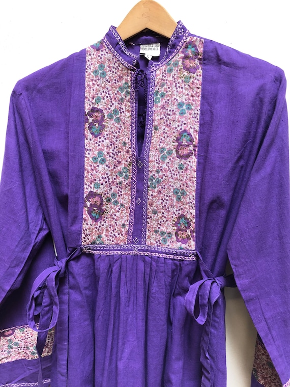 Vintage indian  cotton dress purple deadstock - image 2