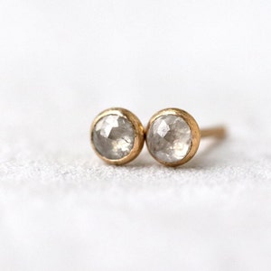 Grey Diamond Stud Earrings - 3mm or 4mm Gold & Silver - April Birthstone - Luxe Real Diamond Studs