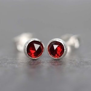 Garnet Stud Earrings, Deep Red Earrings, January Birthstone Gift, Red Garnet Earrings, Almandine Garnet Ear Studs, Christmas Gift For Her