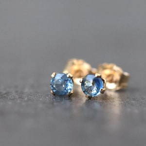 Light Blue Sapphire Stud Earrings, Cornflower Blue Sapphire Ear Studs, September Birthstone Gift, Precious Stone Earrings, Tiny Blue Studs