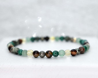 Prosperity & Wealth Bracelet, Money Maker Bracelet, Heart Chakra Multi Gemstone Bracelet, Dainty Stacking Green Gemstone Bracelet