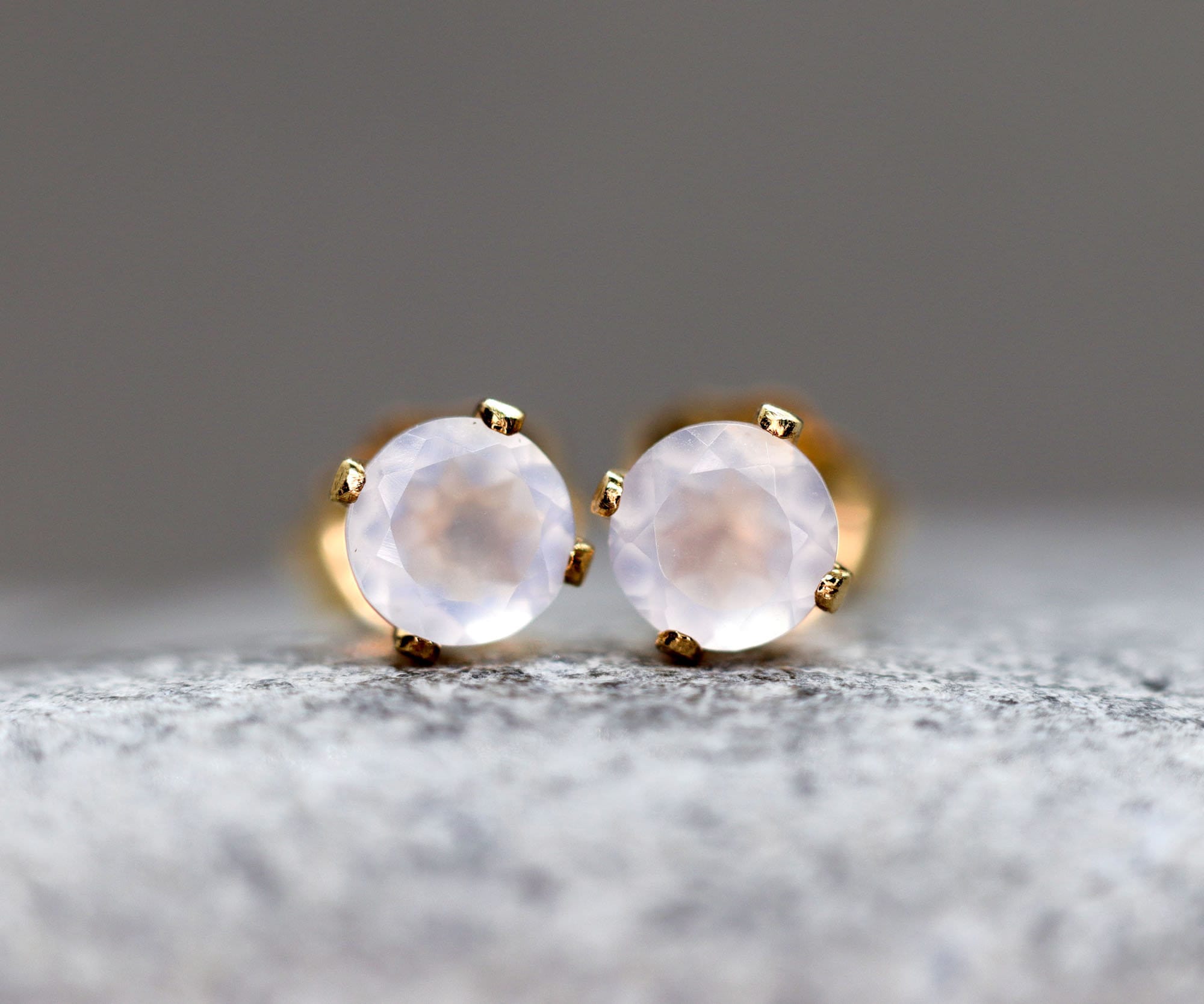 Chalcedony Stud Earrings Natural Undyed Chalcedony Ear Studs Etsy