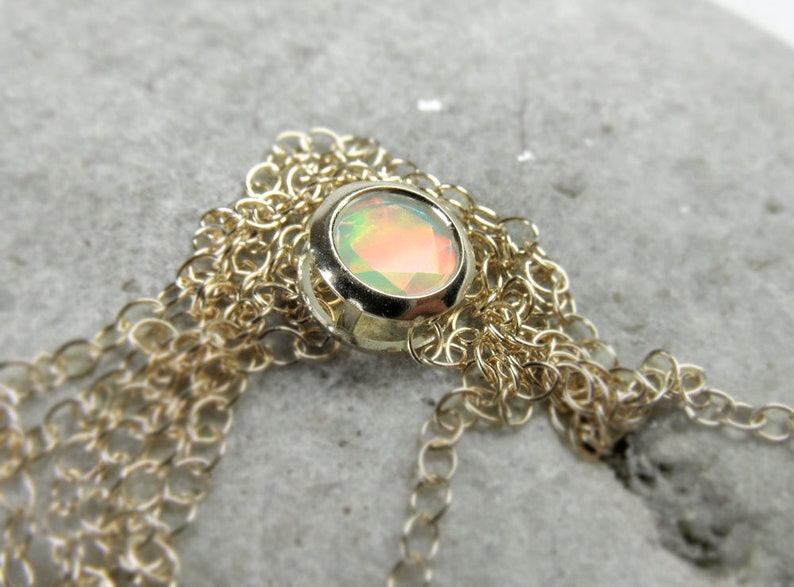 Gift for Her Dainty Welo Fire Opal Pendant Opal Jewelry October Birthstone Gift Ethiopian Opal Necklace Minimalist Wedding Jewellery