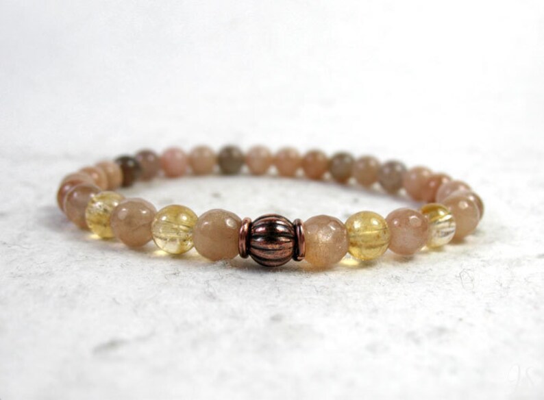 copper Good Fortune November birthstone Sunstone Prosperity healing Sacral Chakra meditation Citrine Bracelet Solar Plexus Chakra