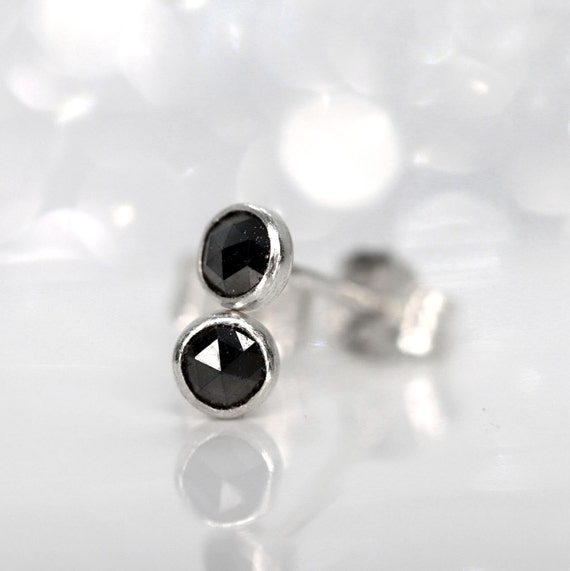 Black Diamond Stud Earrings SINGLE Stud or PAIR Real Diamond