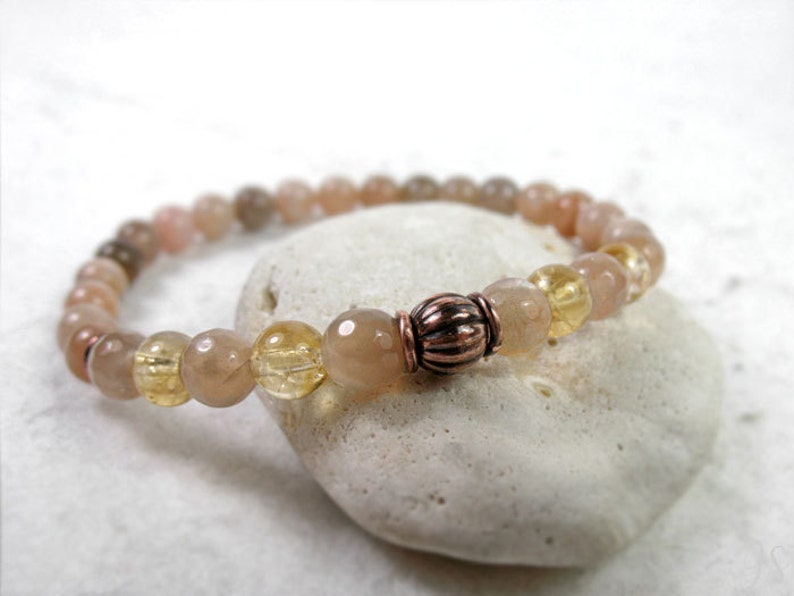 copper Good Fortune November birthstone Sunstone Prosperity healing Sacral Chakra meditation Citrine Bracelet Solar Plexus Chakra