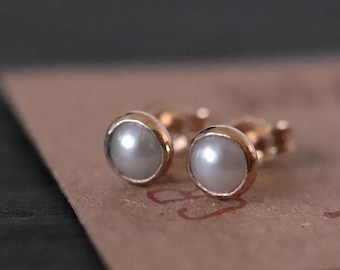 14k Gold Saltwater Pearl Stud Earrings: June Birthstone Jewelry