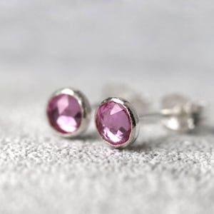 Pink Sapphire Sterling Silver Stud Earrings: September Birthstone