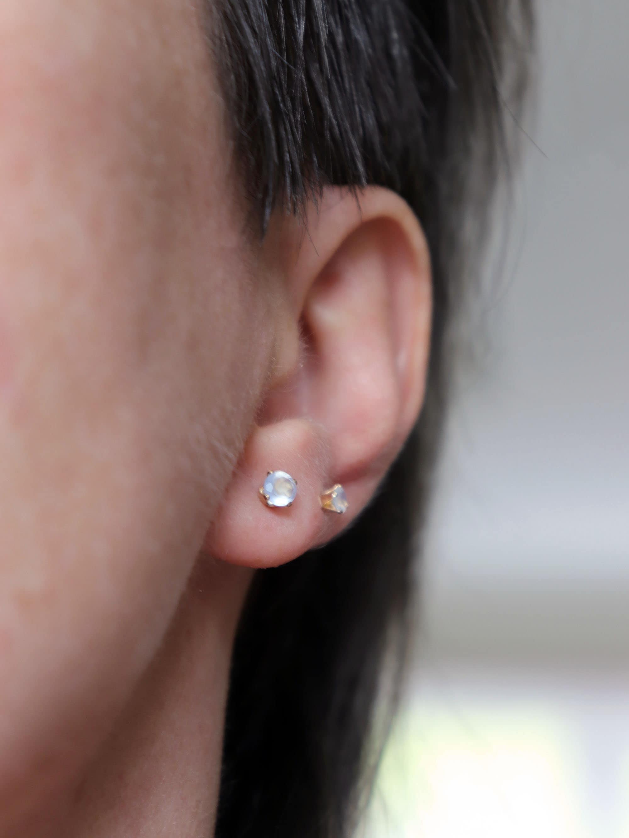 Chalcedony Stud Earrings Natural Undyed Chalcedony Ear Studs Etsy UK