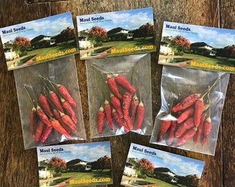 Dried Whole Hawaiian Chili Peppers/Dried Peppers/TEN Whole Chili Peppers/Maui Grown