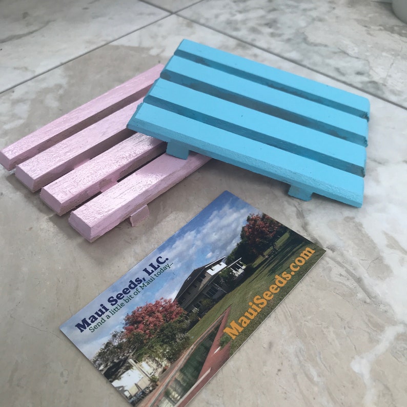 Wood Soap TrayPainted Wood Soap TrayWood TraySoap HolderPale PinkPale BlueCedar Wood TraySlotted Soap DishAdd to Your Handmade Soap