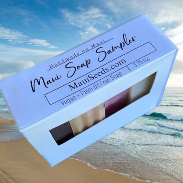 Maui Soap Sampler/Handmade Soap/Sample Sized Bars/Four Samples in one Box/Gifts/Vegan Soap/Palm Oil Free/Sample Sized Soaps/Handmade on Maui