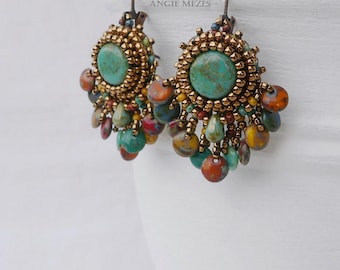 The Little Things Earrings Tutorial, Bead Embroidery Earrings Pattern, Colorful Beaded Earrings
