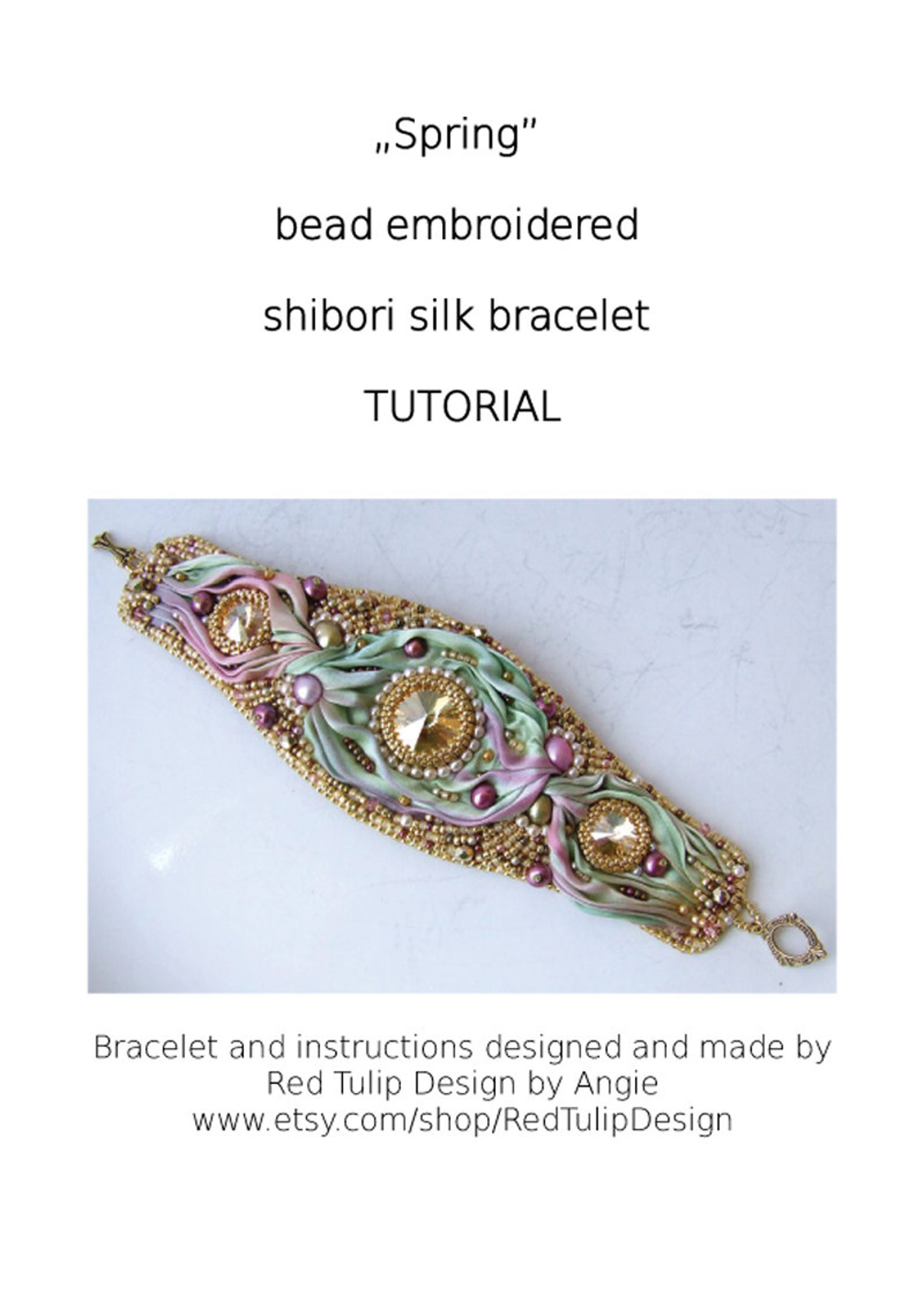 Tutorial Bead Embroidery Bracelet Shibori Silk Cuff Bracelet Etsy