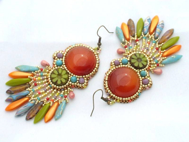 Beaded Earrings Tutorial Bead Embroidery Earrings Tutorial Etsy