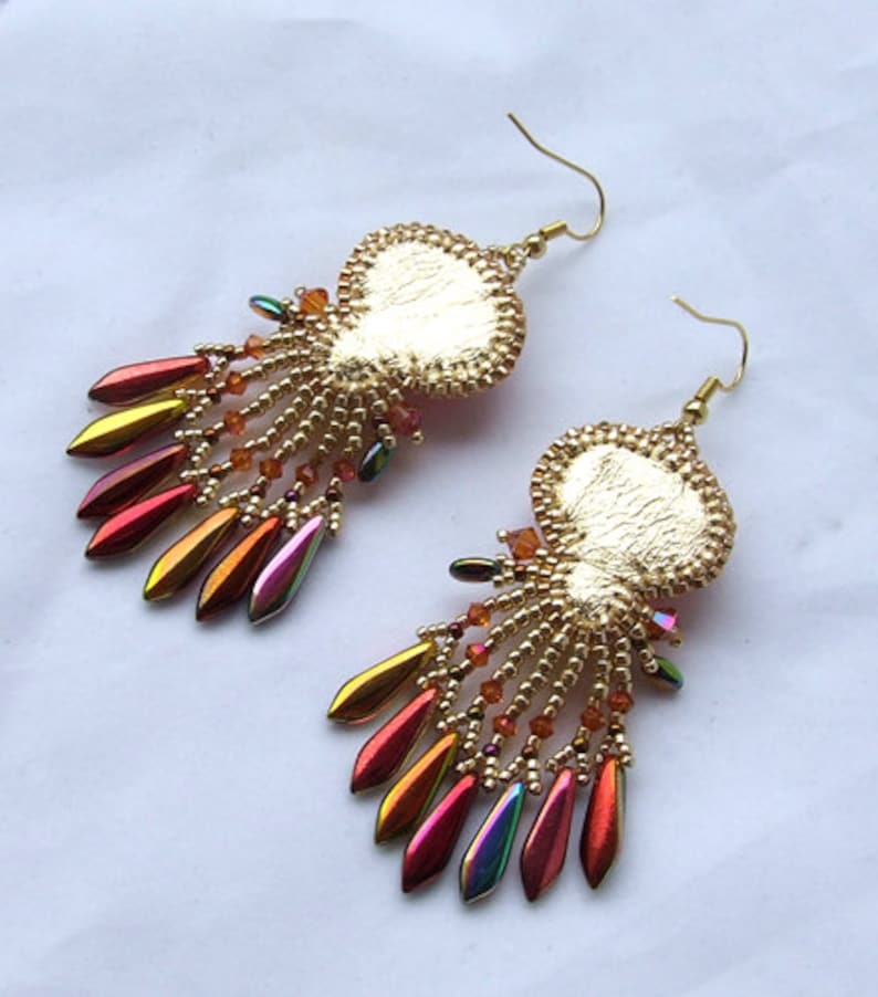 Bead embroidery earrings nwcvq pink beaded dangle earrings  etsy Bead embroidery earrings nwcvq pink beaded dangle earrings  etsy