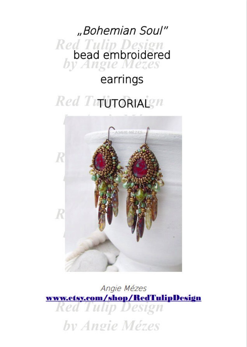 Bead Embroidery Earrings DIY Kit Beading Pattern and Etsy