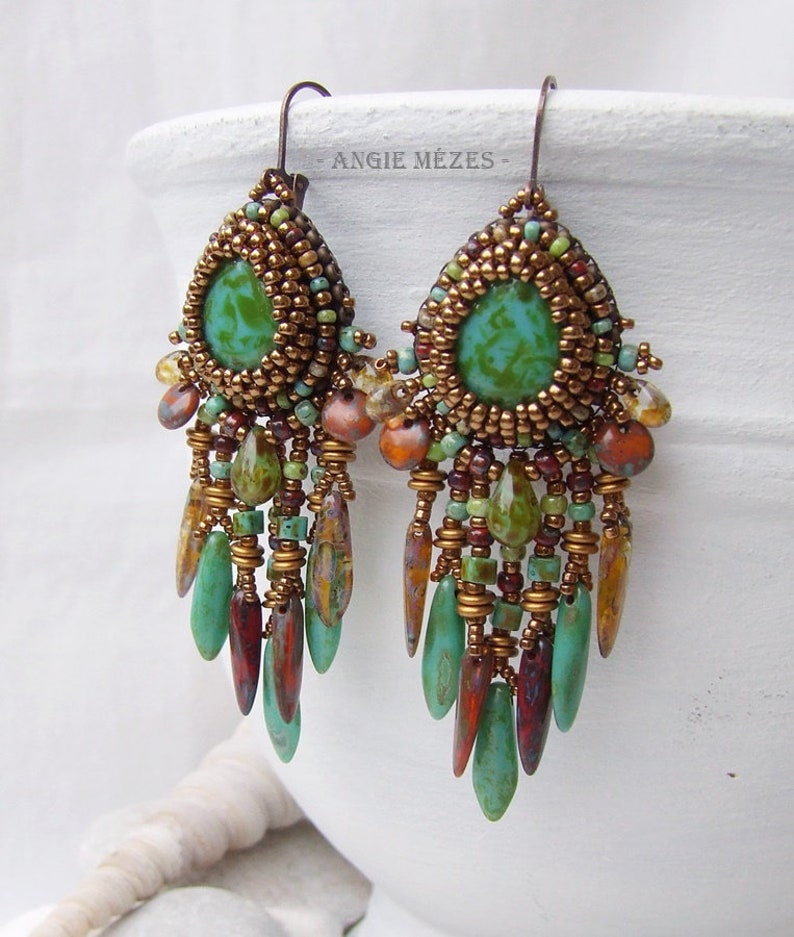Bead Embroidery Earrings DIY Kit Beading Pattern and Etsy