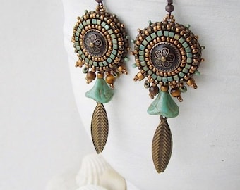 Mandala Earrings Tutorial, Bead Embroidery Earrings Pattern