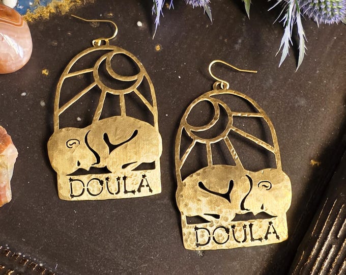 Doula Sunset Hammered Brass Earring