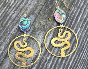 Abalone and Snake Earring