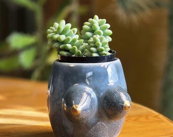 Boob Planter  - Small Dark Blue
