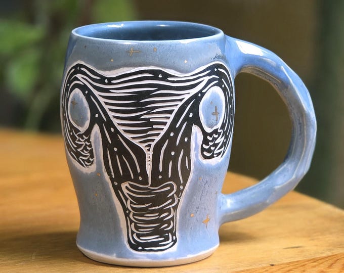 Uterus Mug with Gold Lustre - Celestial Sky Blue