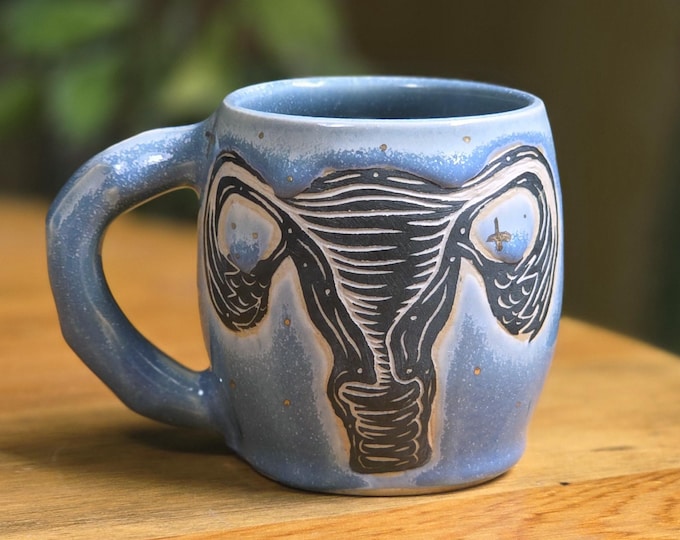Uterus Mug with Gold Lustre - Celestial Sky Blue