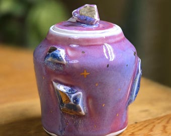 Small Crystal Jar Urn - Pink Opal