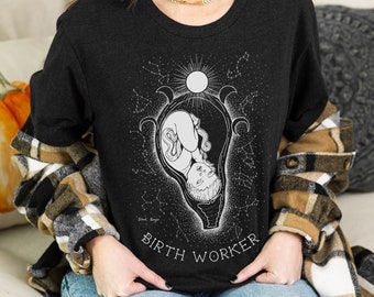 Birth Worker T Shirt - Constellations & Moons