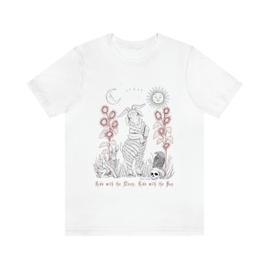 Black Phillip Pagan T-Shirt: Witchy Moon & Sun Design White
