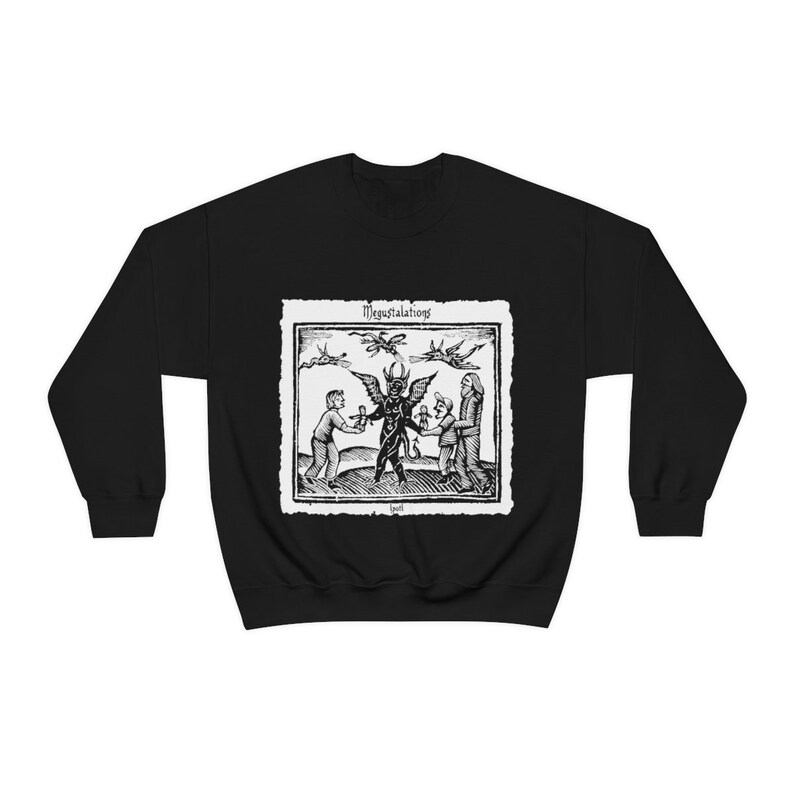 Megustalations Sweatshirt: Woodcut Occult Design, Last Podcast Shirt image 3
