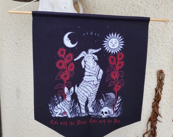 Rise with the Moon, Rise with the Sun - Black Pennant Banner