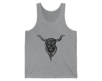 Highland Cow Tank Top - Scottish Cattle Shirt - Longhorn Bull Shirt - Highlander Gift