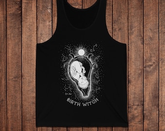 Birth Witch Tank Top - Constellations & Moons - Midwife Tank - Midwife Shirt - Birth Worker OBGYN Shirt - Doula Clothing Gift