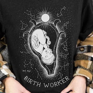 Birth Worker T Shirt Constellations & Moons Midwife Shirt Birth OBGYN T-shirt Doula Clothing Gift image 2