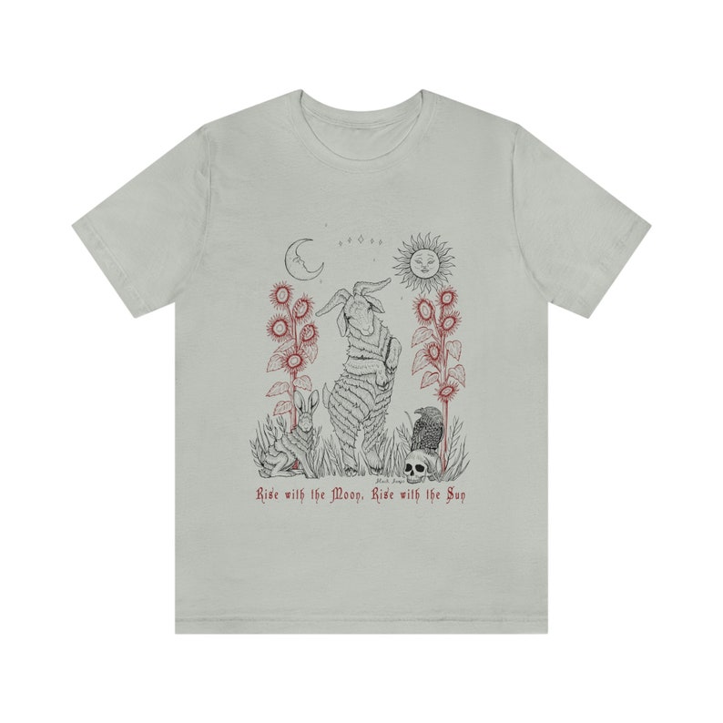 Black Phillip Pagan T-Shirt: Witchy Moon & Sun Design Silver