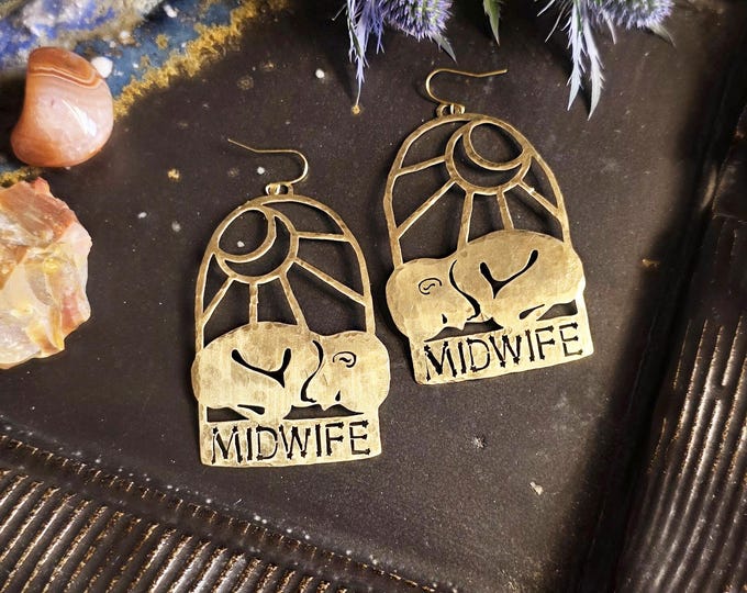 Midwife Sunset Hammered Brass Earring