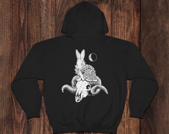 Rabbit & Ram Hoodie - print on back