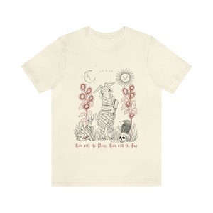 Black Phillip Pagan T-Shirt: Witchy Moon & Sun Design Natural