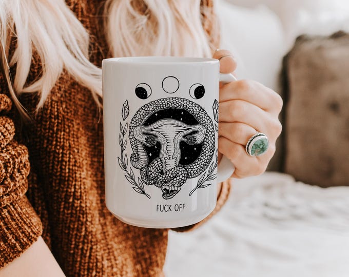 Uterus Mug with Snake - F Off - 15oz Coffee Mug