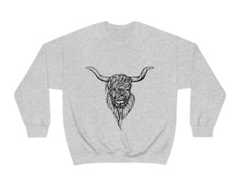 Highland Cow Sweatshirt - Highland Cow Shirt - Scottish Cattle Shirt - Longhorn Bull Shirt - Highlander Gift