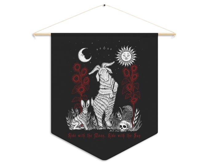 Rise with the Moon, Rise with the Sun - Black Pennant Banner