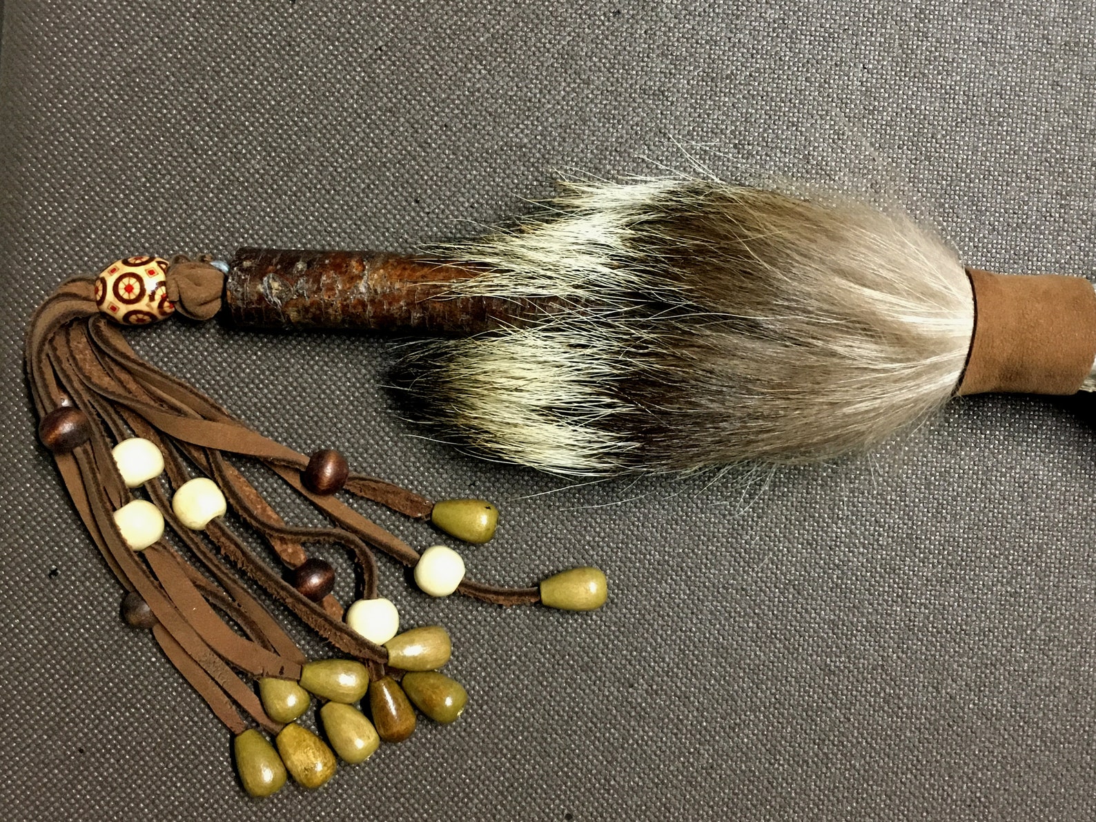 RAWHIDE RATTLE TWO Sided Hand-crafted and Painted Buck-fawn | Etsy