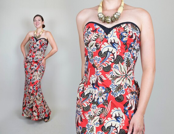 1950's Royal Hawaiian Mermaid Gown | 50's Hawaiian