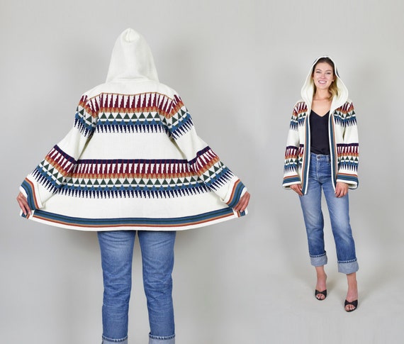 1970's Rainbow Hooded Knit Sweater
