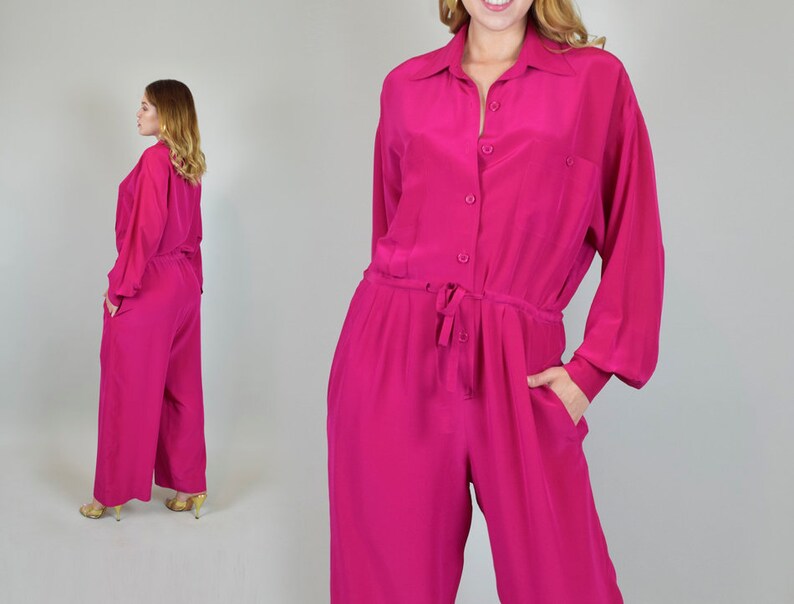 1980's Pink Silk Jumpsuit Vintage Anne Klein Jumpsuit | Etsy